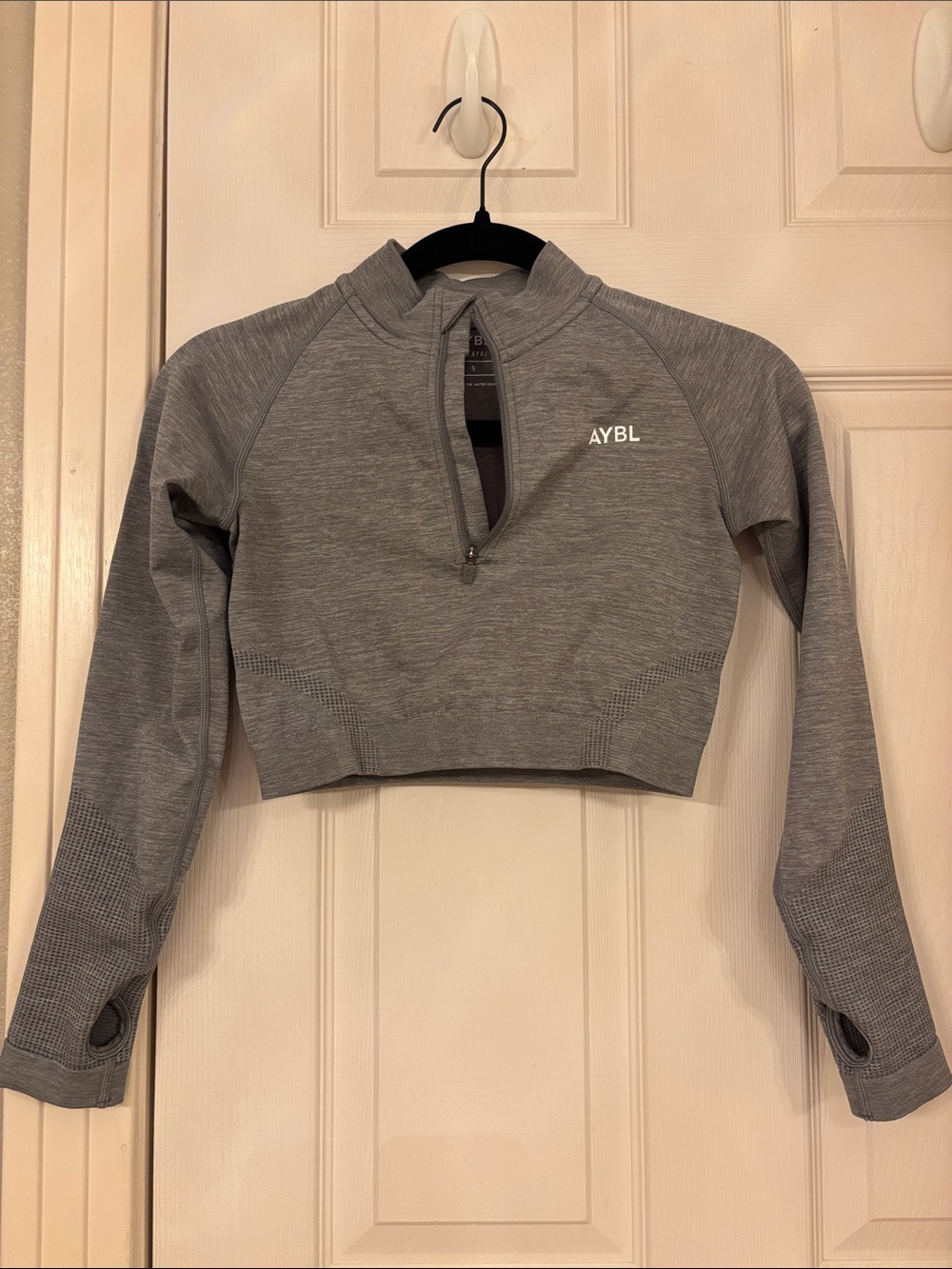 AYBL Heather Grey Cropped Quarter-Zip Long Sleeve Top